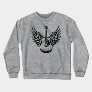 Acoustic Guitar with Wings - Six-String Strumming Crewneck Sweatshirt